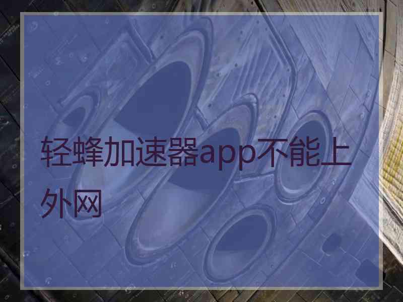 轻蜂加速器app不能上外网