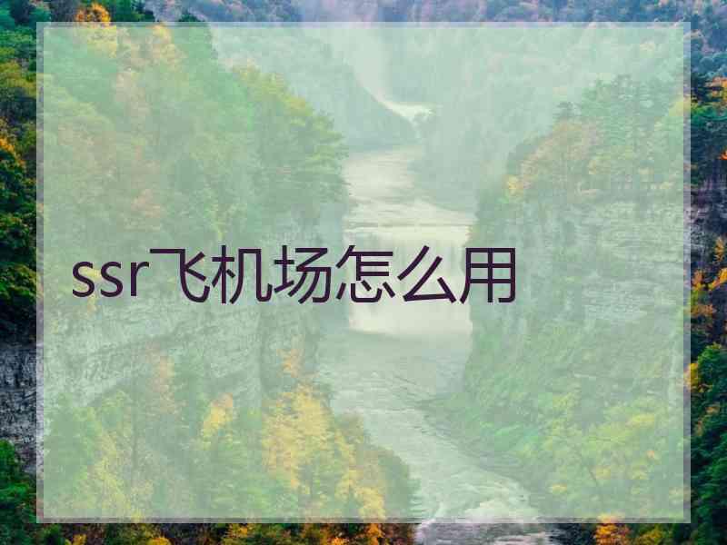 ssr飞机场怎么用