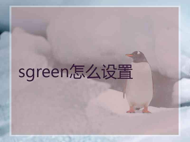 sgreen怎么设置