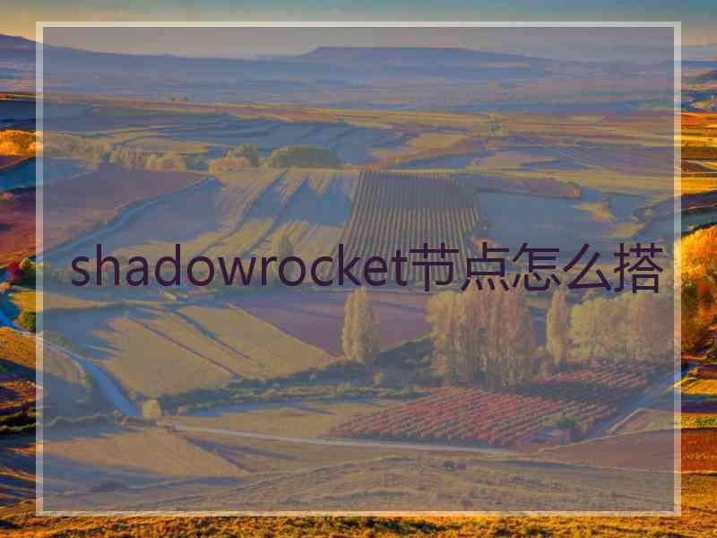 shadowrocket节点怎么搭