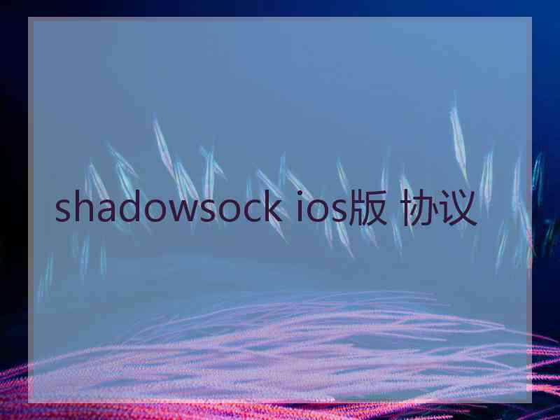 shadowsock ios版 协议