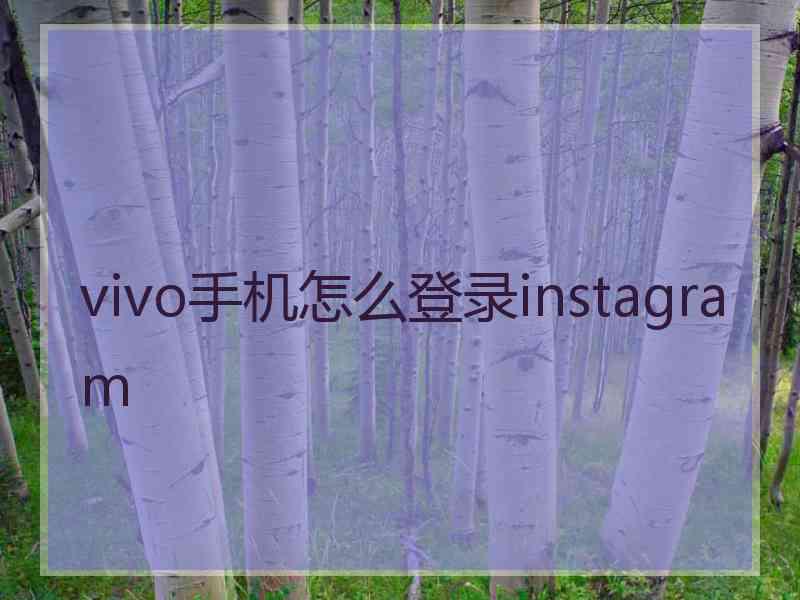 vivo手机怎么登录instagram